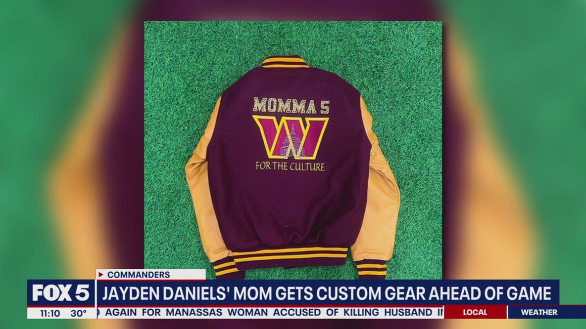 The exclusive Commanders jacket designed for Jayden Daniels' mom